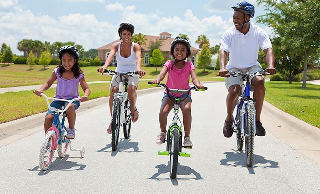 Family riding bike